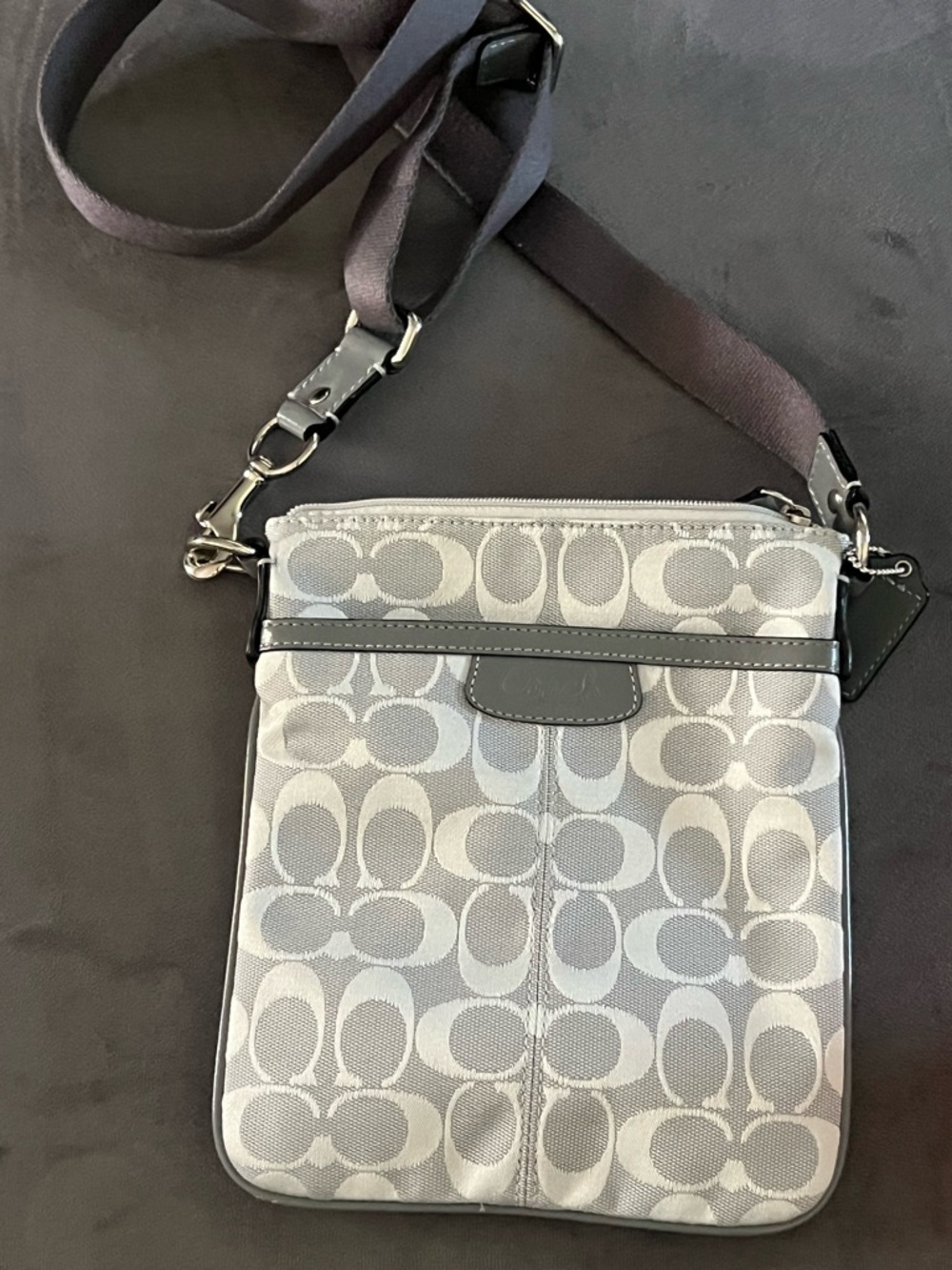 Coach Women's Swingpack Canvas Gray Crossbody Silver NWOT